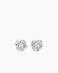 Infinity Stud Earrings in Sterling Silver with Diamonds, 6.8mm
