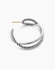 Crossover Hoop Earrings in Sterling Silver, 33.7mm