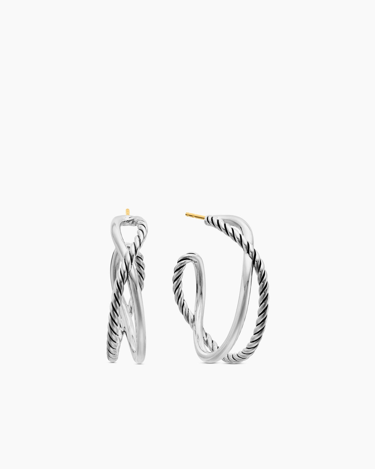 Crossover Hoop Earrings in Sterling Silver, 33.7mm
