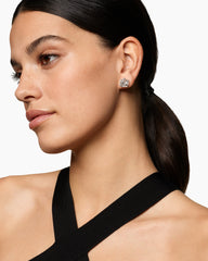 Cable Wrap Stud Earrings in Sterling Silver with Crystal and Diamonds, 11mm