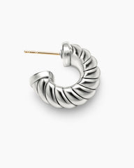 Sculpted Cable Shrimp Earrings in Sterling Silver, 20.5mm