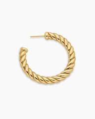 Sculpted Cable Hoop Earrings in 18K Yellow Gold, 40mm