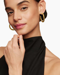 Sculpted Cable Hoop Earrings in 18K Yellow Gold, 40mm