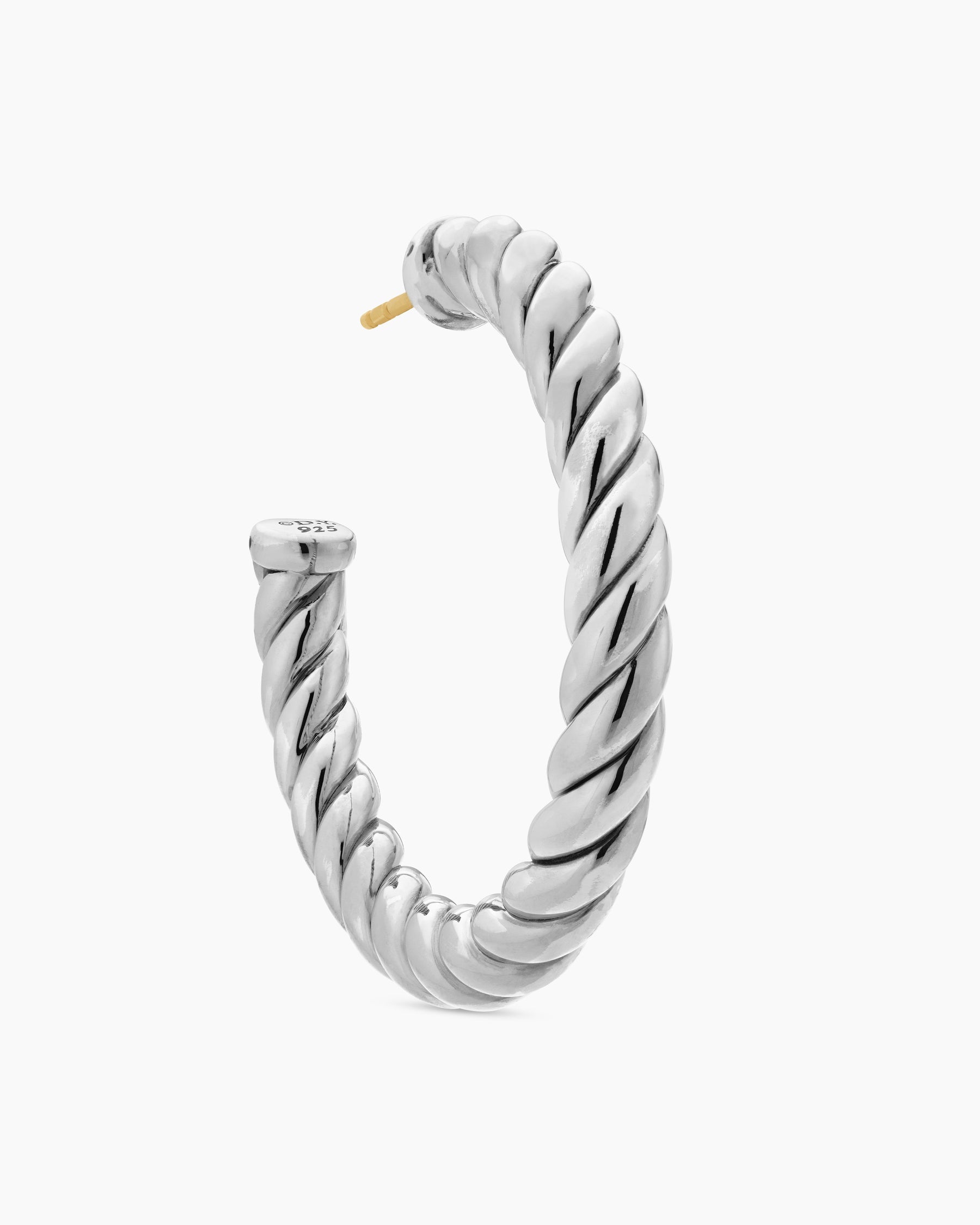 Sculpted Cable Hoop Earrings in Sterling Silver, 40mm