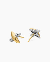 Petite X Stud Earrings in Sterling Silver with 18K Yellow Gold, 7.5mm