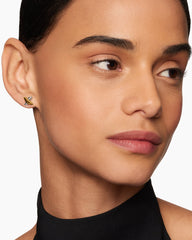 Petite X Stud Earrings in Sterling Silver with 18K Yellow Gold, 7.5mm