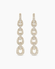 Pavé Link Chain Drop Earrings in Yellow Gold with Diamonds