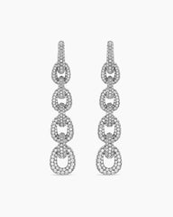 Pavé Link Chain Drop Earrings in White Gold with Diamonds