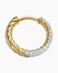 Petite Pavé Huggie Hoop Earrings in 18K Yellow Gold with Diamonds, 14mm
