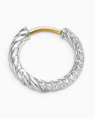 Petite Pavé Huggie Hoop Earrings in Sterling Silver with Diamonds, 14mm