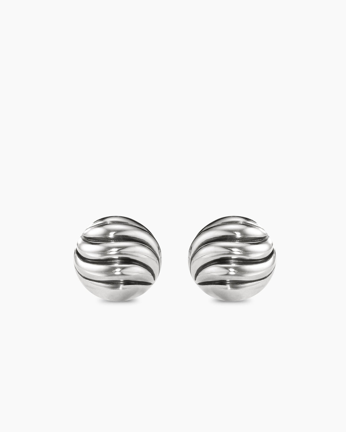 Sculpted Cable Stud Earrings in Sterling Silver, 8mm