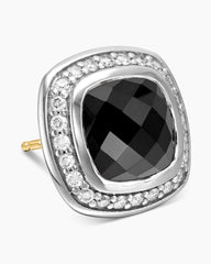 Albion® Stud Earrings in Sterling Silver with Black Onyx and Diamonds, 7mm
