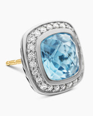 Albion® Stud Earrings in Sterling Silver with Blue Topaz and Diamonds, 7mm