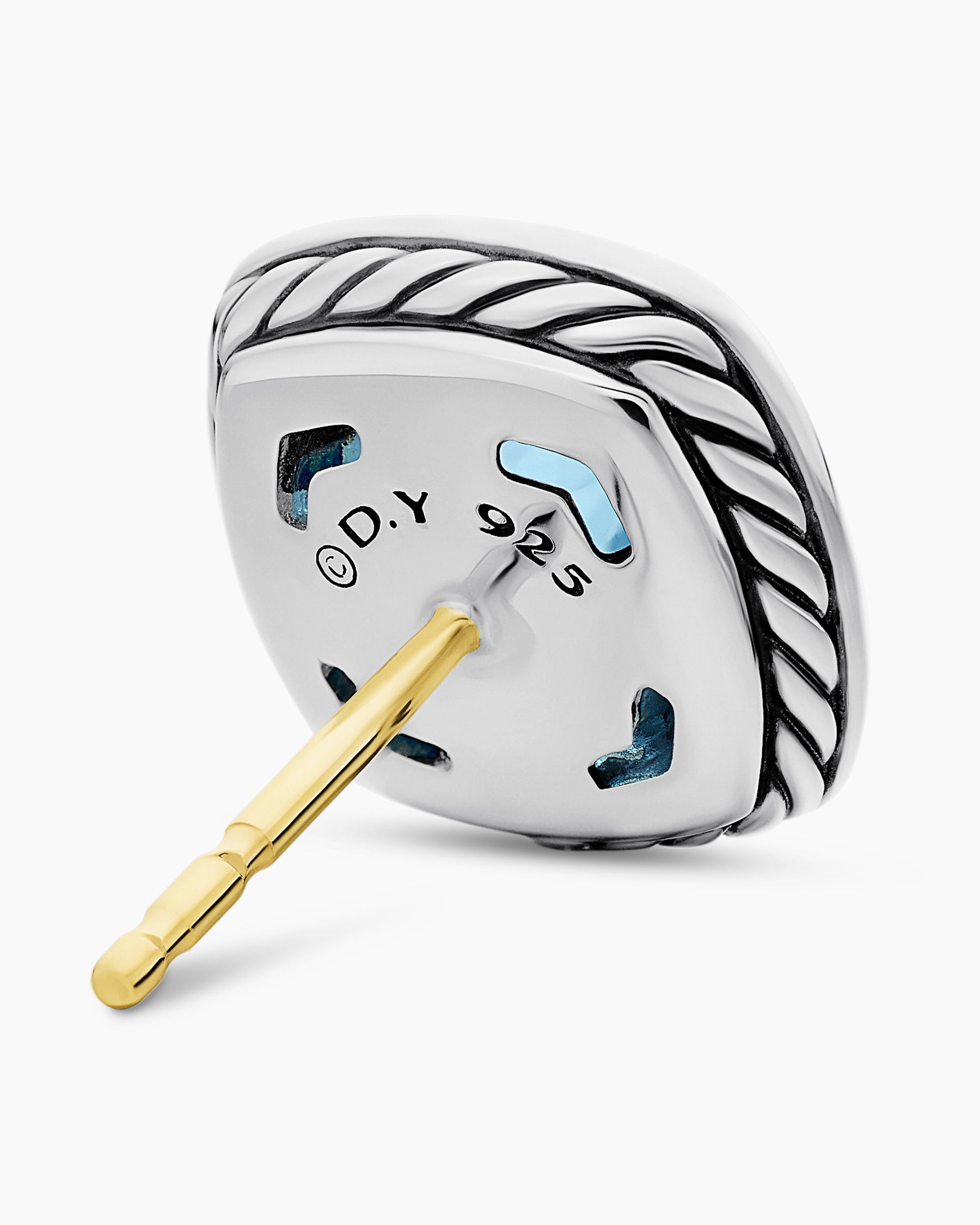 Albion® Stud Earrings in Sterling Silver with Blue Topaz and Diamonds, 7mm