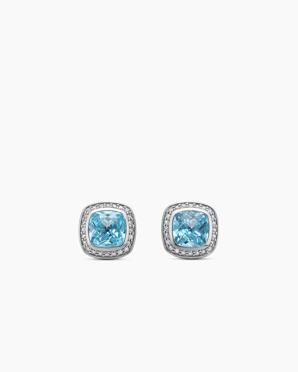 Albion® Stud Earrings in Sterling Silver with Blue Topaz and Diamonds, 7mm