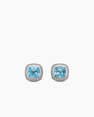 Albion® Stud Earrings in Sterling Silver with Blue Topaz and Diamonds, 7mm