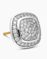 Albion® Stud Earrings in Sterling Silver with Pavé Diamonds, 7mm