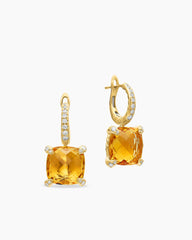 Chatelaine® Drop Earrings in 18K Yellow Gold with Citrine and Diamonds, 11mm
