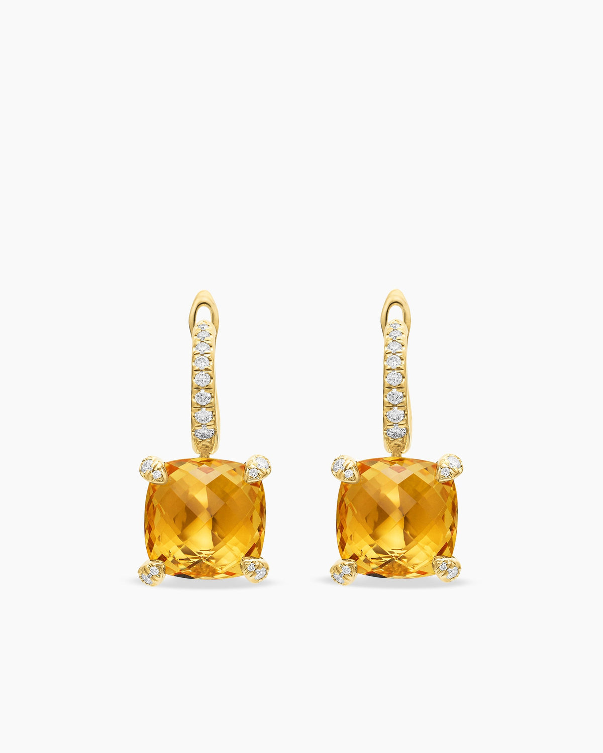 Chatelaine® Drop Earrings in 18K Yellow Gold with Citrine and Diamonds, 11mm