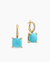 Chatelaine® Drop Earrings in 18K Yellow Gold with Turquoise and Diamonds, 11mm