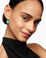 Chatelaine® Drop Earrings in 18K Yellow Gold with Turquoise and Diamonds, 11mm