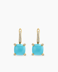 Chatelaine® Drop Earrings in 18K Yellow Gold with Turquoise and Diamonds, 11mm