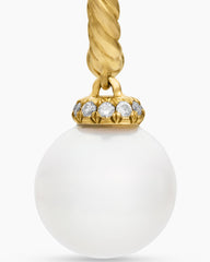 Solari Drop Earrings in 18K Yellow Gold with Pearls and Diamonds, 22mm