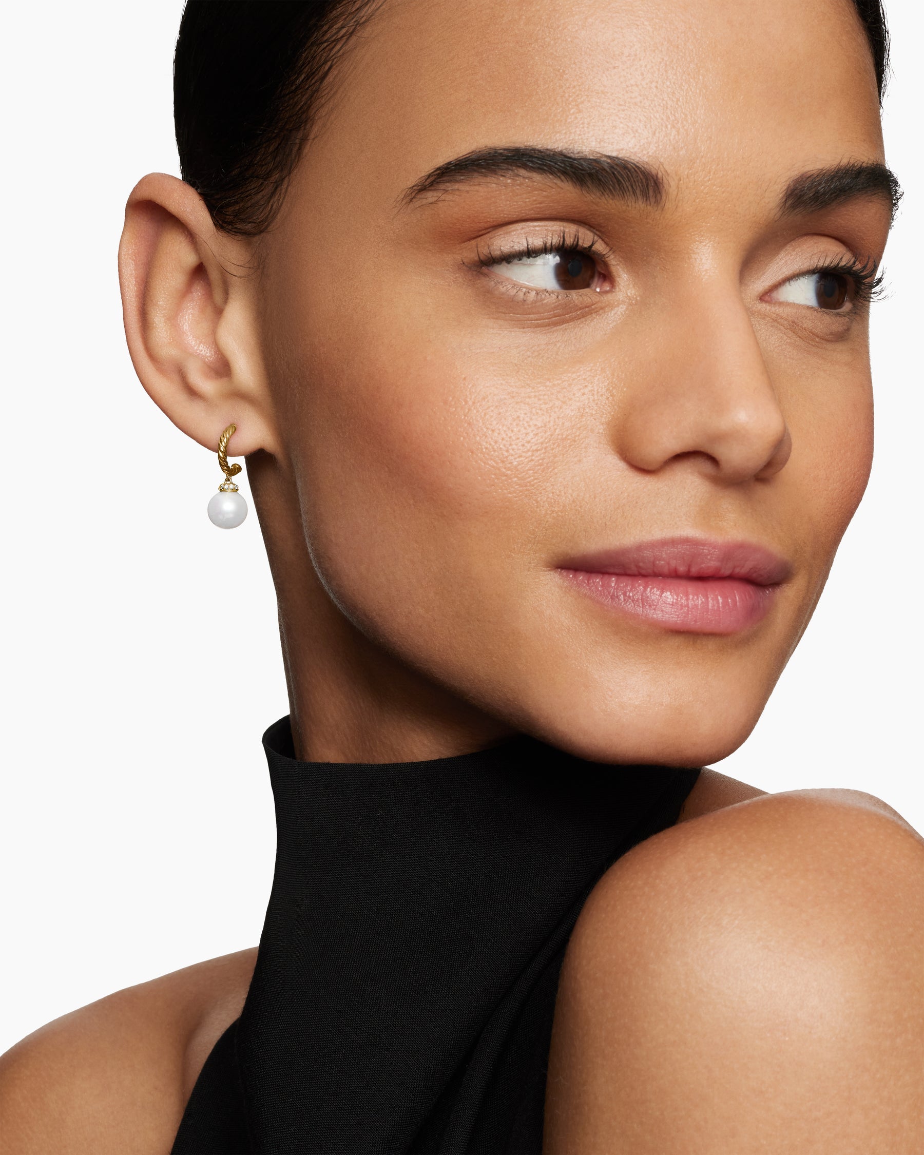 Solari Drop Earrings in 18K Yellow Gold with Pearls and Diamonds, 22mm