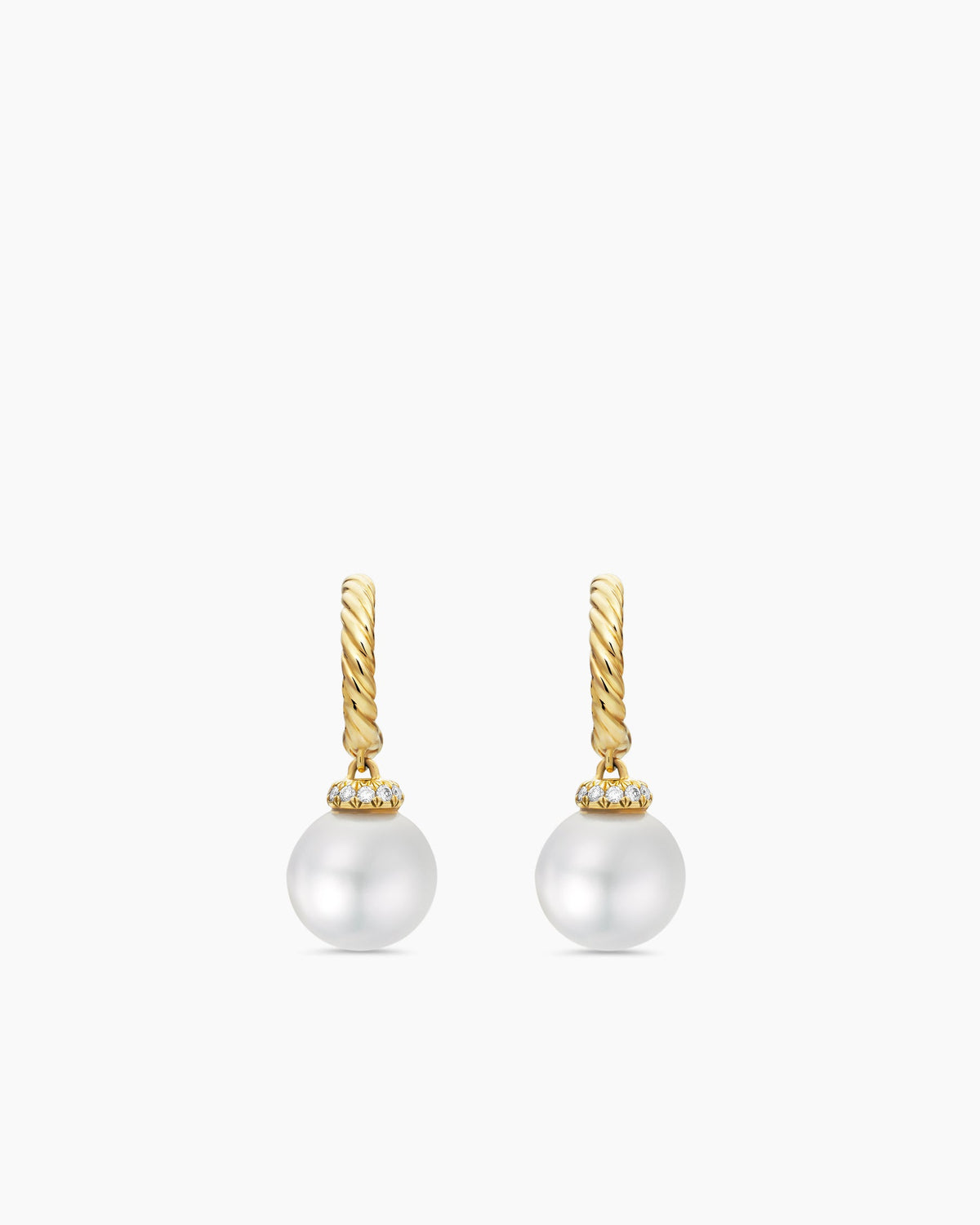 Solari Drop Earrings in 18K Yellow Gold with Pearls and Diamonds, 22mm