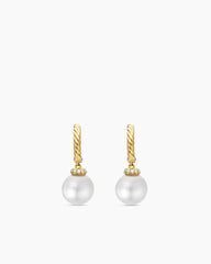 Solari Drop Earrings in 18K Yellow Gold with Pearls and Diamonds, 22mm