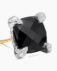 Chatelaine® Stud Earrings in Sterling Silver with Black Onyx and Diamonds, 9mm
