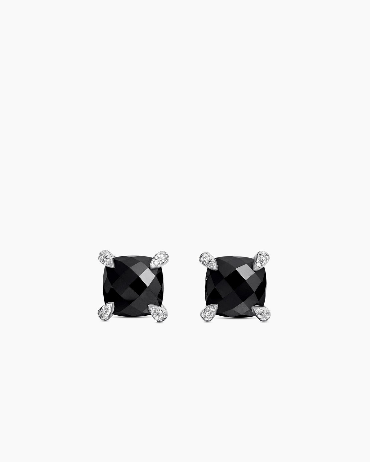 Chatelaine® Stud Earrings in Sterling Silver with Black Onyx and Diamonds, 9mm