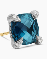 Chatelaine® Stud Earrings in Sterling Silver with Hampton Blue Topaz and Diamonds, 9mm