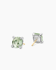 Chatelaine® Stud Earrings in Sterling Silver with Prasiolite and Diamonds, 9mm