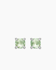 Chatelaine® Stud Earrings in Sterling Silver with Prasiolite and Diamonds, 9mm
