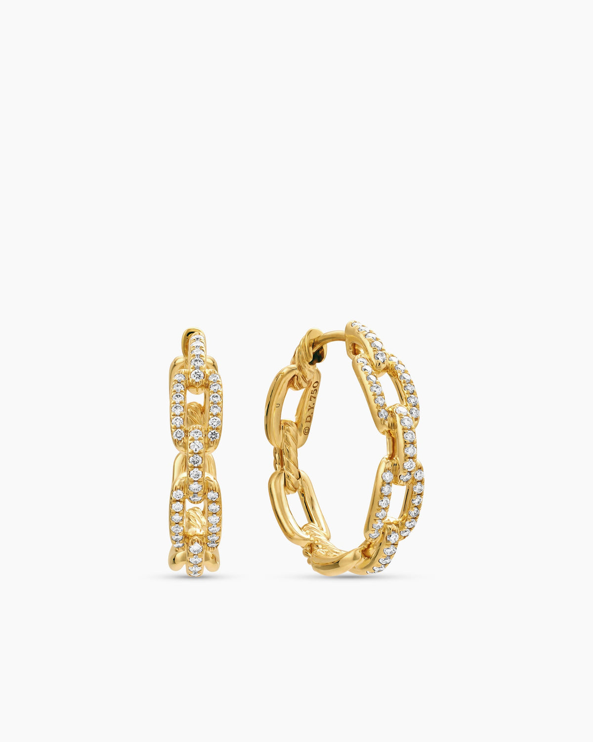 Stax Chain Link Hoop Earrings in 18K Yellow Gold with Diamonds, 23.8mm