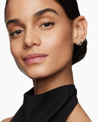 Crossover Stud Earrings in Sterling Silver with 18K Yellow Gold, 11mm