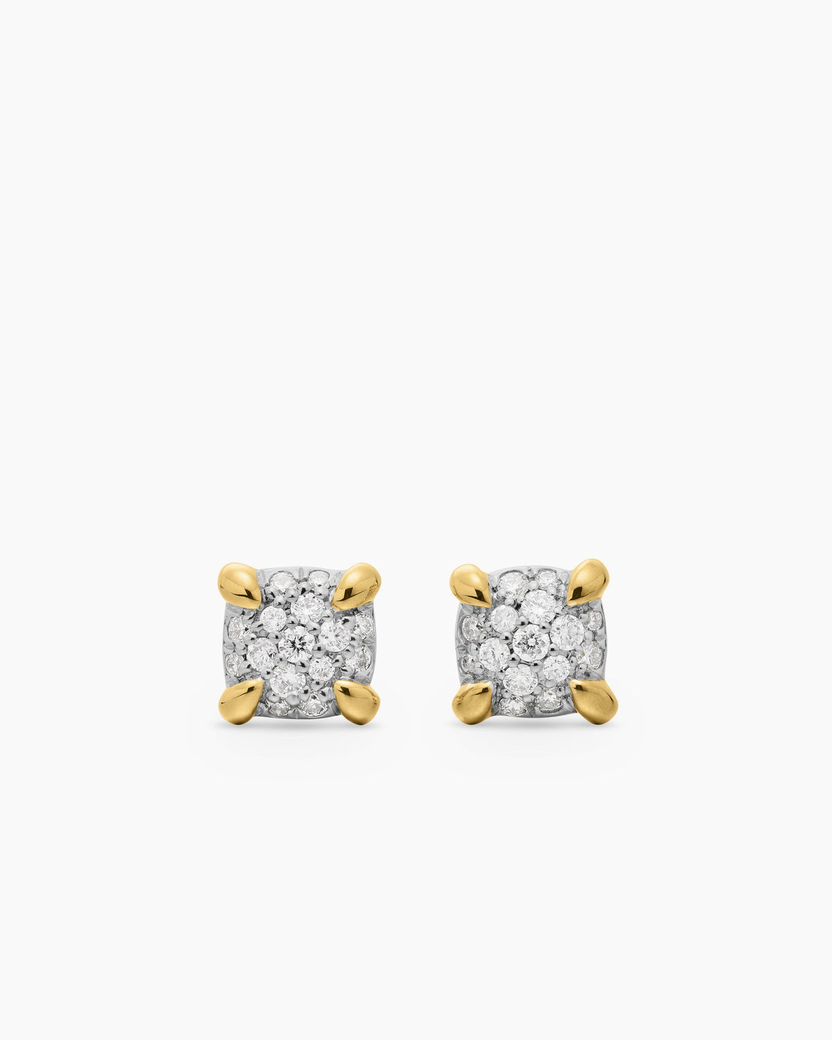 Petite Chatelaine® Stud Earrings in 18K Yellow Gold with Pavé Diamonds, 5mm