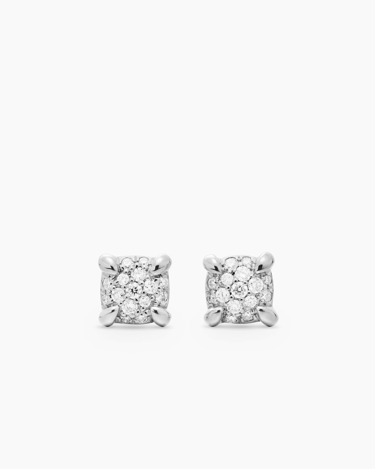 Petite Chatelaine® Stud Earrings in 18K White Gold with Pavé Diamonds, 5mm