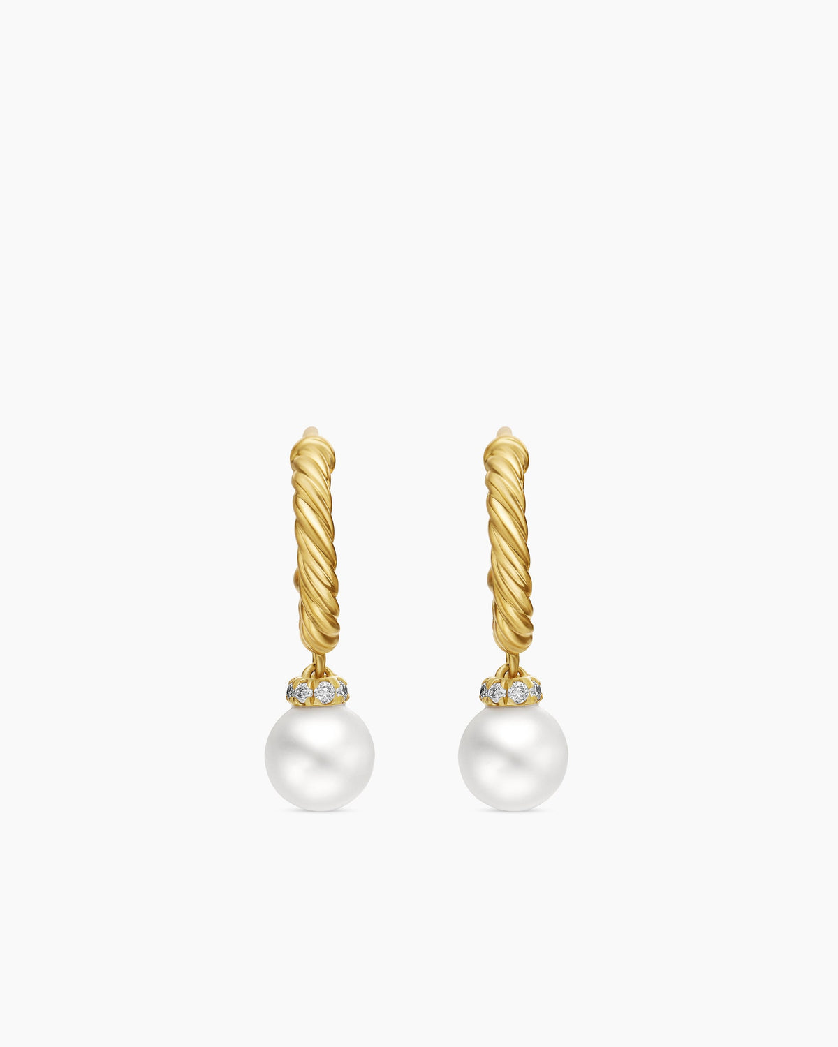 Petite Solari Drop Earrings in 18K Yellow Gold with Pearls and Diamonds, 17.2mm
