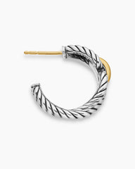 Cable Loop Hoop Earrings in Sterling Silver with 18K Yellow Gold, 22mm