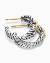 Cable Loop Hoop Earrings in Sterling Silver with 18K Yellow Gold, 22mm