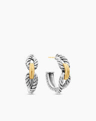 Cable Loop Hoop Earrings in Sterling Silver with 18K Yellow Gold, 22mm