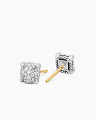 Petite Chatelaine® Stud Earrings in Sterling Silver with Pavé Diamonds, 6.5mm