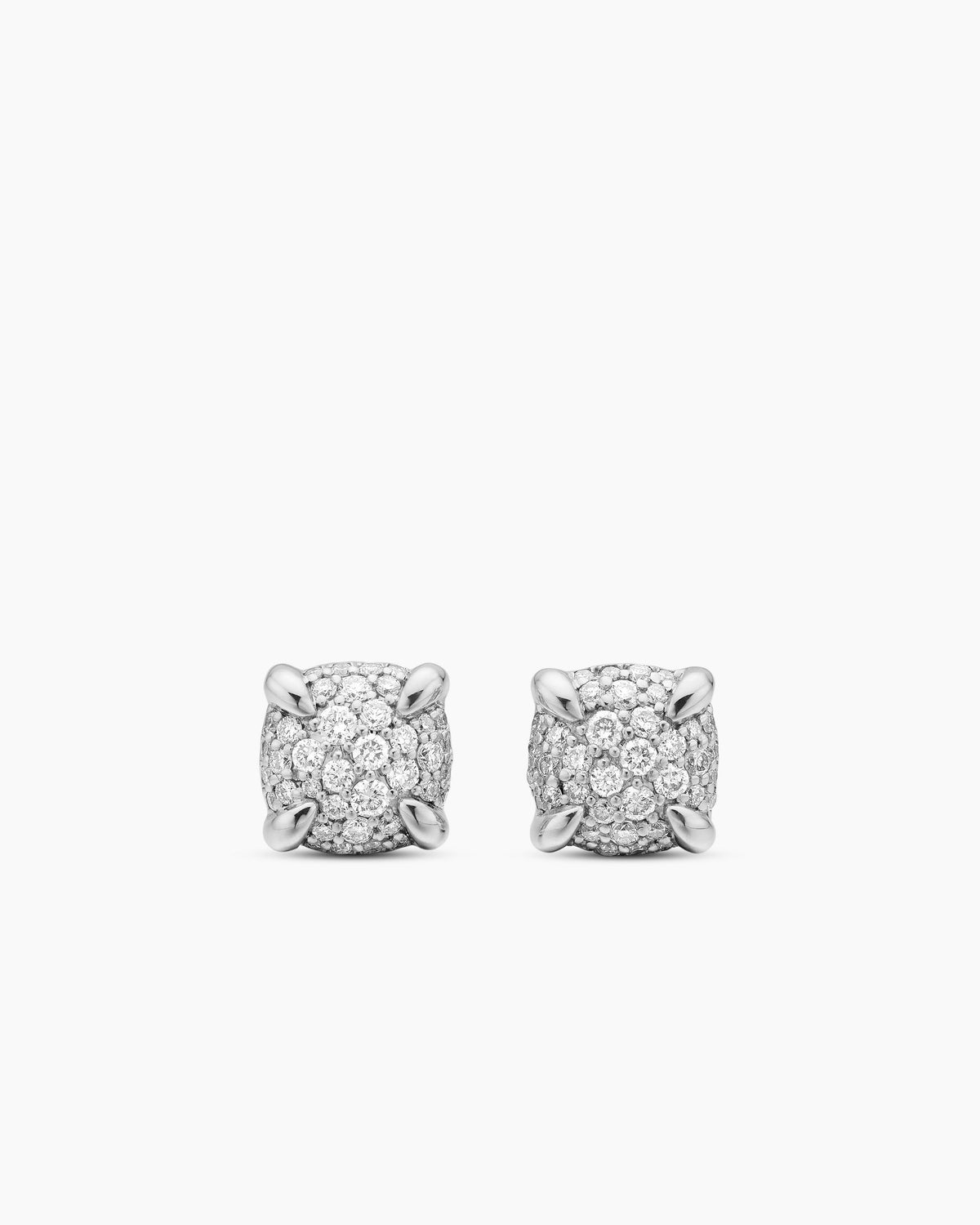 Petite Chatelaine® Stud Earrings in Sterling Silver with Pavé Diamonds, 6.5mm