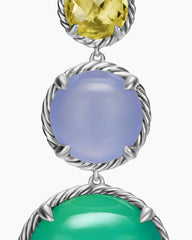 Chatelaine® Round Drop Earrings in Sterling Silver with Lagoon Orchid, Blue Chalcedony and Lemon Citrine, 47mm