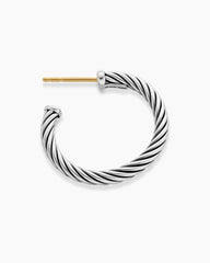 Cable Hoop Earrings in Sterling Silver, 3/4in