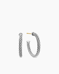 Cable Hoop Earrings in Sterling Silver, 3/4in