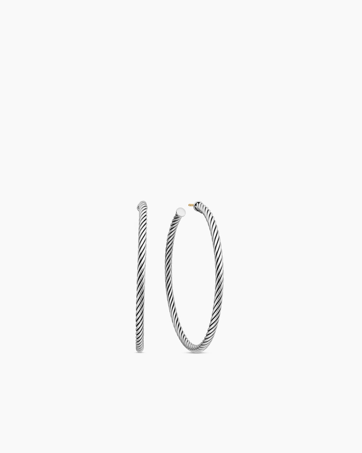 Cable Hoop Earrings in Sterling Silver, 2in