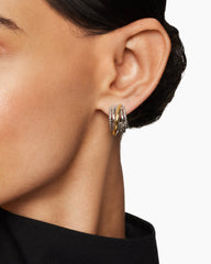 Crossover Shrimp Earrings in Sterling Silver with 18K Yellow Gold, 19.5mm